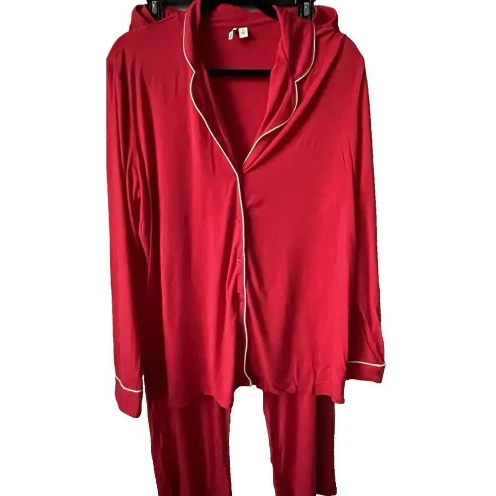 New Nordstrom Moonlight Eco Knit Pajamas in Red Barbados Cherry Size Large